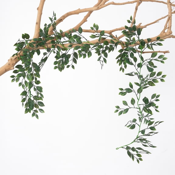 Nvzi Green Garland, 180cm Faux Greenery Garland,Banyan Leaf Vine, Hanging wall vine,Artificial Vines for Decoration, Vine Garland for Home & Party Decor, 1 Piece