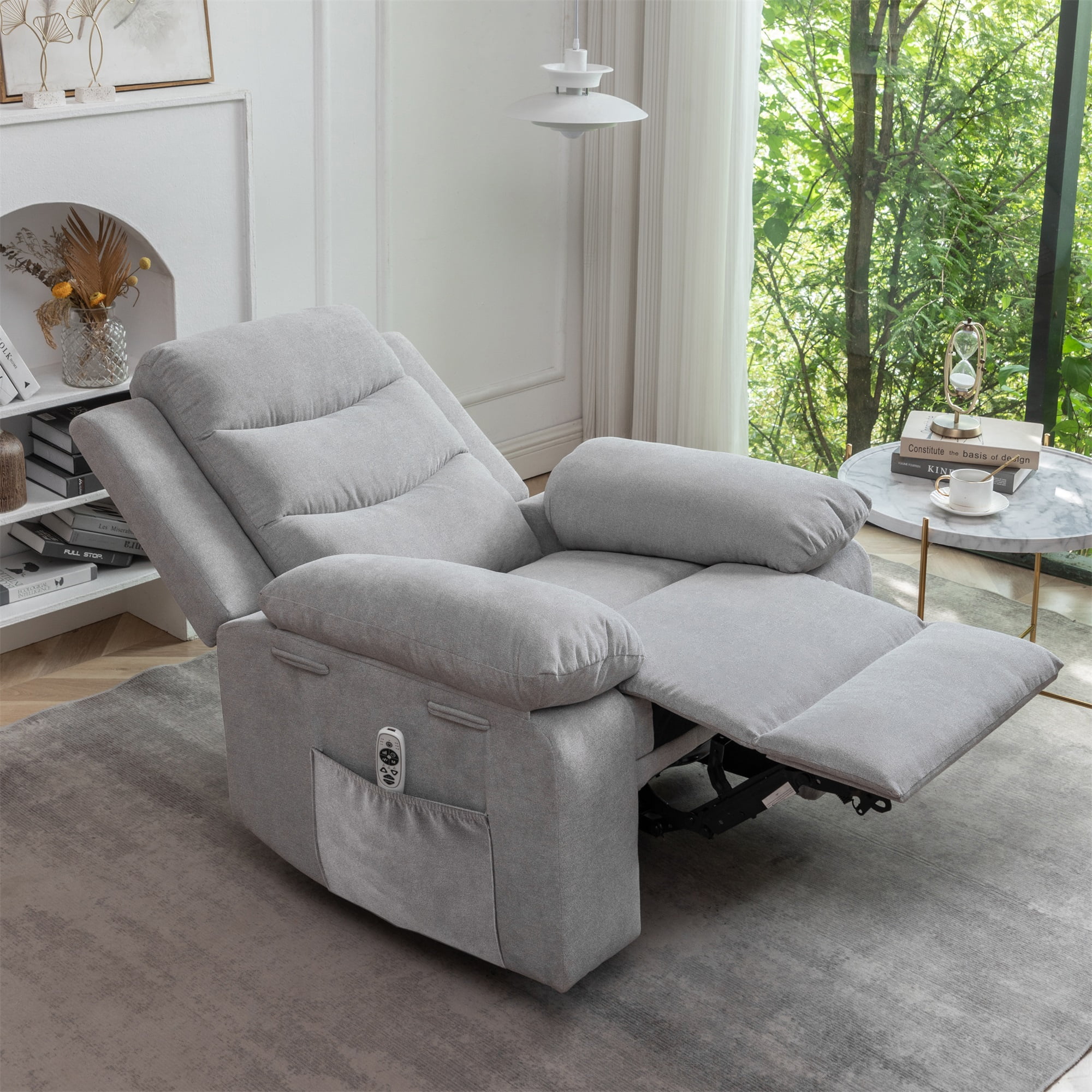 Kadyn Power Recliner Chair with Adjustable Massage Function, Recliner Chair with Heating System for Living Room, Light Gray Kadyn Power Recliner Chair with Adjustable Massage Function, Recliner Chair with Heating System for Living Room, Light Gray