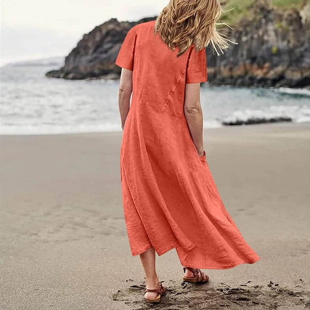 knee length dresses for ladies Linen Flutter Dress | Dolce Cabo Brand