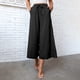 thumbnail image 3 of Gibobby pantalones de mezclilla mujer Pantalones de lino para mujer Pantalones de playa de algodón con cintura elástica y cordón ancho de pierna ancha (Negro, L), 3 of 5