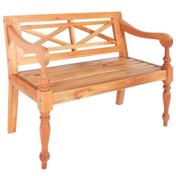 Wchiuoe Batavia Bench 38.6" Solid Mahogany Wood Light Brown Storage