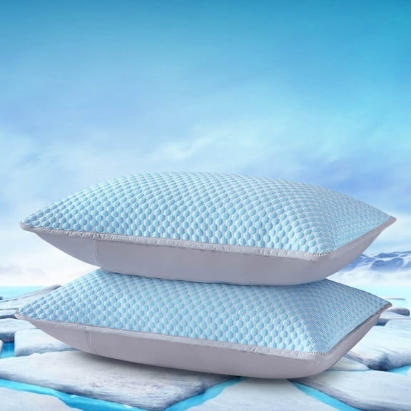 2 Pack Cooling Pillow Cases, Arc-Chill Q-max>0.5 Cool Pillowcases for Hot Sleepers, Soft Silky Summer Pillow Cover with Zipper, Double-sided Use, Blue