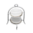 thumbnail image 3 of Mini-House Miniature Cake Rack with Two Dishes Dessert Tableware Model Lifelike Metal Frame Simulated Kitchen Furniture Table White, 3 of 8
