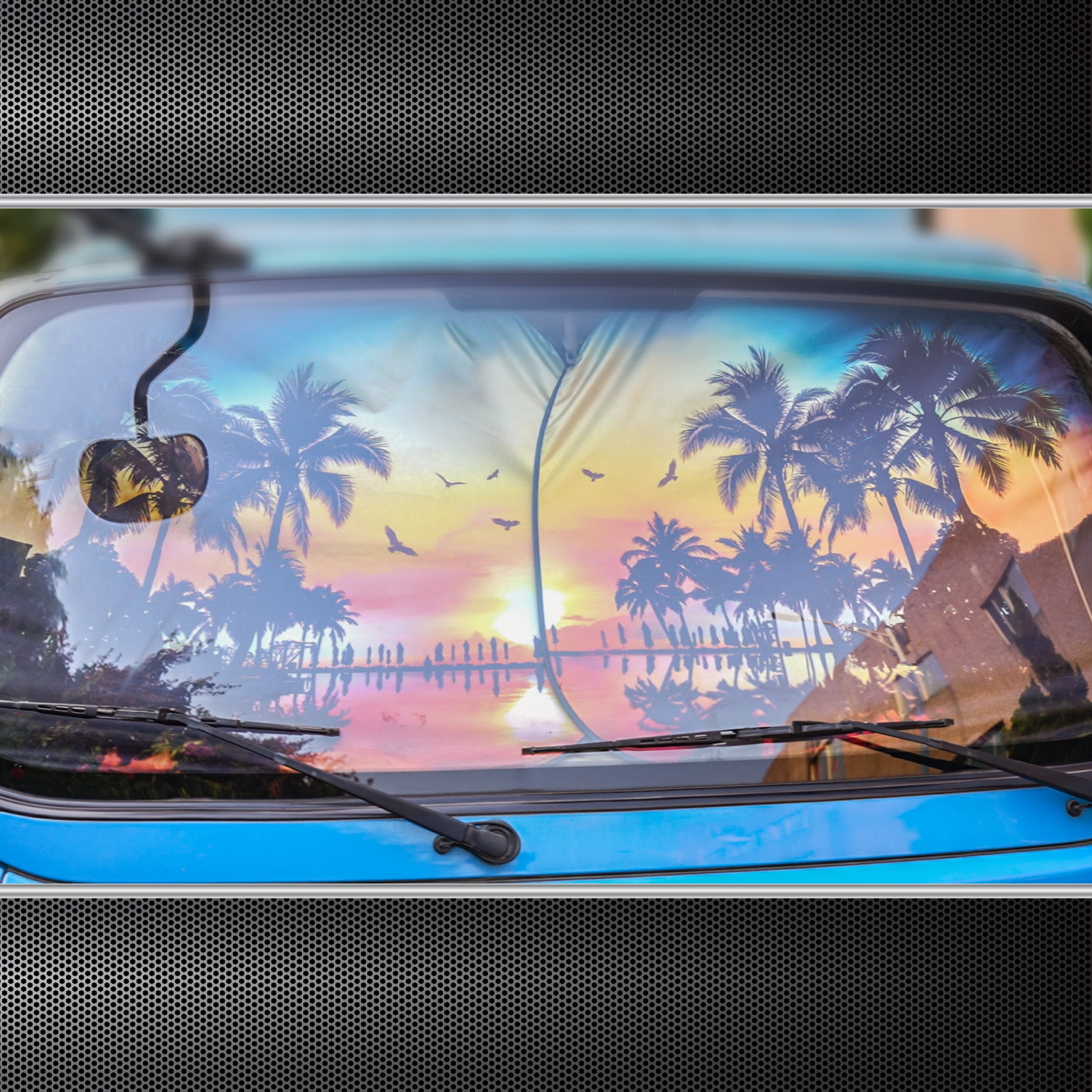 Auto Drive Super Jumbo Tropical Twist Sunshade 2 Counts 31.5" x 38"