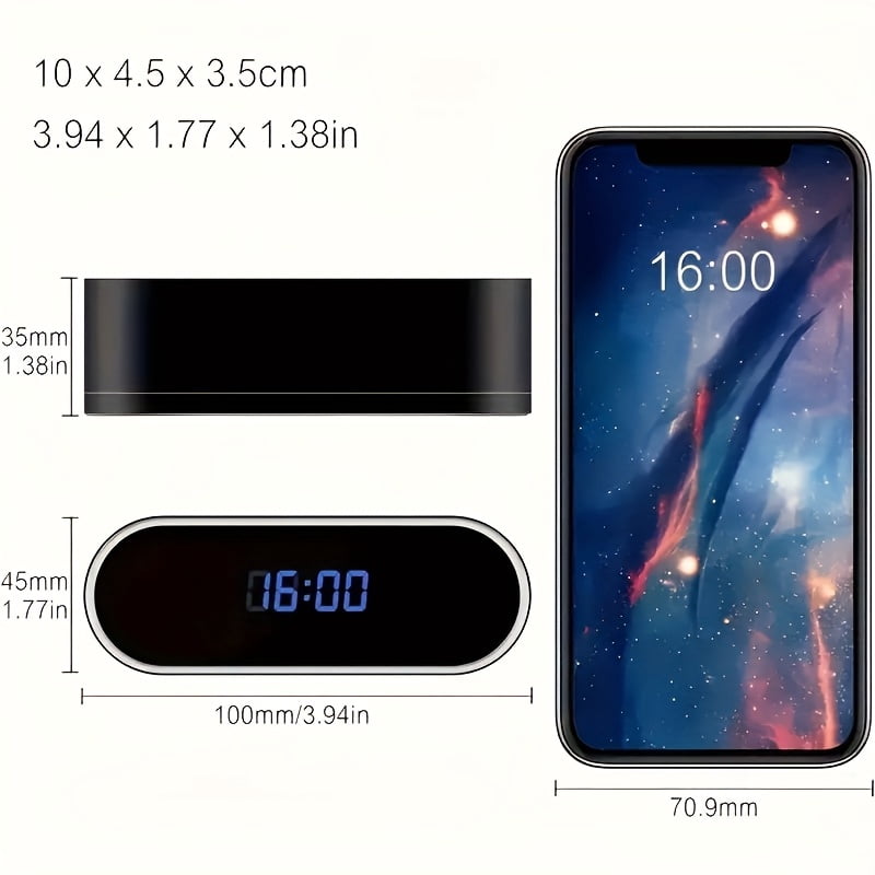 1080P HD WiFi Alarm Clock Camera with Motion Detection, Night Vision, Two-Way Audio, 64GB Storage, Battery/USB Powered for Baby/Pet Monitor & Indoor Security