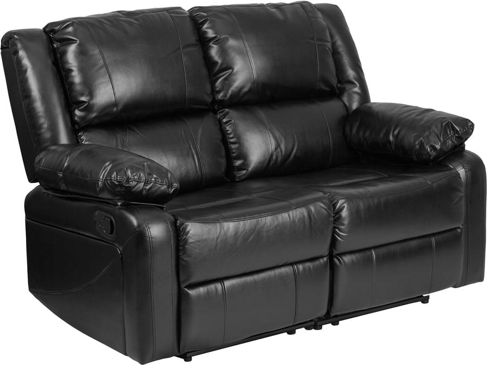 Emma + Oliver Black LeatherSoft Loveseat with Two Built-In Recliners