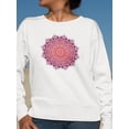 thumbnail image 2 of Pink Indian Mandala Design Sweatshirt Women -Image by Shutterstock, Female 3X-Large, 2 of 4