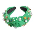 thumbnail image 1 of Diadema anudada de moda elegante con adornos de joyas para mujeres y niñas Verde claro, 1 of 8