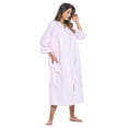 thumbnail image 2 of Casual Nights Women's Zip Front Woven House Dress | 3/4 Sleeves Housecoat Long Duster Lounger, 2 of 5