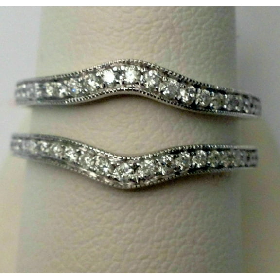 Hitanshu Jewels Round Cut CZ Enhancer Ring Guard Wrap Band 14k White Gold Finish