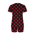 thumbnail image 4 of Titcea Women's Pajama Sets Pleated Front V Neck Polka Dots Printed Short Sleeve Short Sets Loose Comfort Summer Casual Loungewear Sets, Gifts for Her, 4 of 6