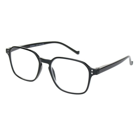 Thin Plastic Keyhole Rectangle Fashion Reading Glasses Black +2.5