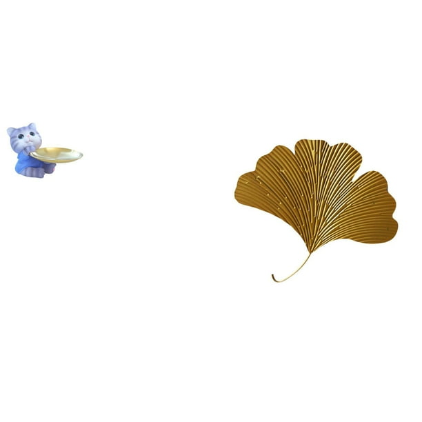 Escultura Moderna De Resina Con Forma De Gato Y Hojas De Ginkgo, Diseño Abstracto Para Mesa De Comedor, Armario, Estante, Joyería, Aperitivos, Sala De Estar, Oficina, Hotel, Restaurante,