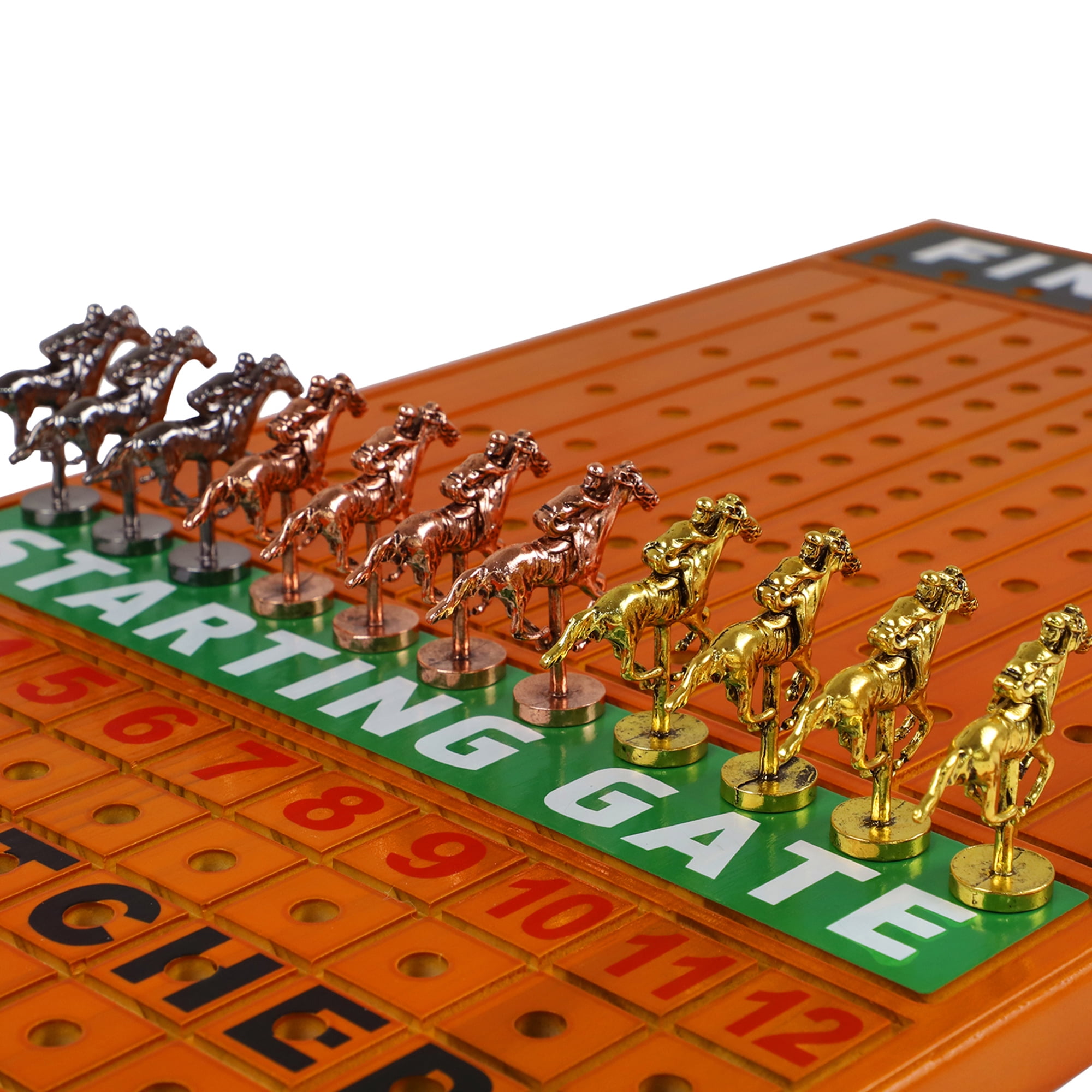 HOROW Horse Race Board Game, 11 Metal Horses, 4 Dice, 2 Poker Sets, 21x11.8x0.8 Inches