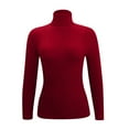 thumbnail image 4 of Womens T Shirts Long Sleeve Ladies Tops Fall Solid Color Turtleneck Bottom Sweater Pullover Knit Blouses Business Casual XL, 4 of 5