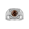 thumbnail image 1 of RYLOS Mens Rings Sterling Silver Designer Round Gemstone &  Sparkling Diamond Ring Smoky Quartz June Birthstone Rings For Men, Men's Rings, Silver Rings, Sizes 8 - 13, 1 of 7