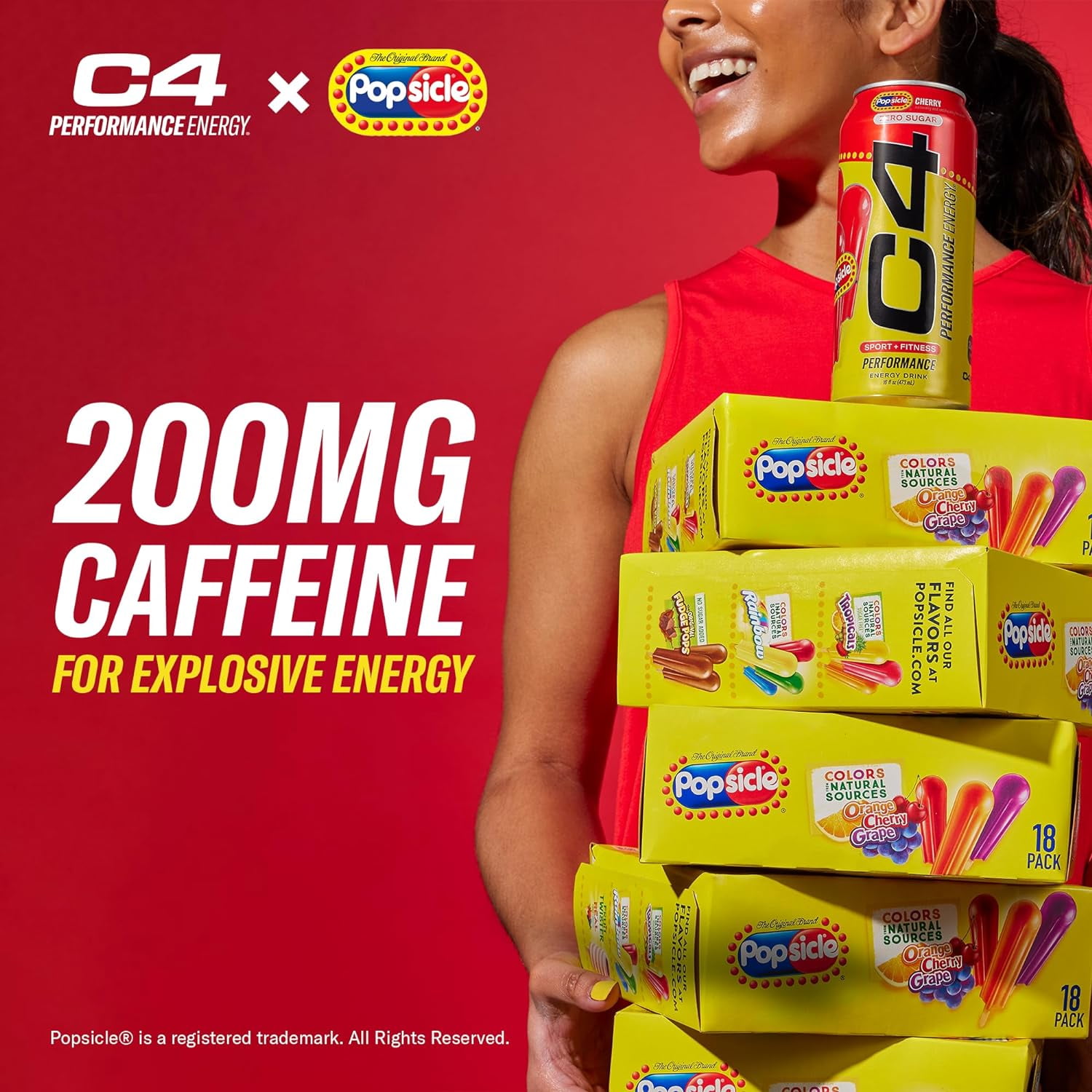C4 Performance Energy Drink, Popsicle Variety Pack Flavor, Zero Sugar, Carbonated, 16 fl oz Can, 12 Pack