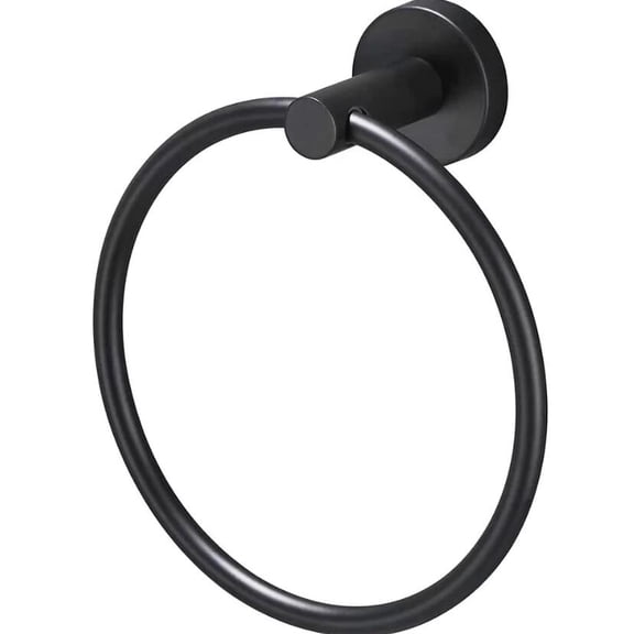 VIVEFOX Stainless Steel Towel Ring for Bathroom, Hand Towel Holder, Modern Circle Towel Hanger, Round Towel Rack Wall Mounted, Black