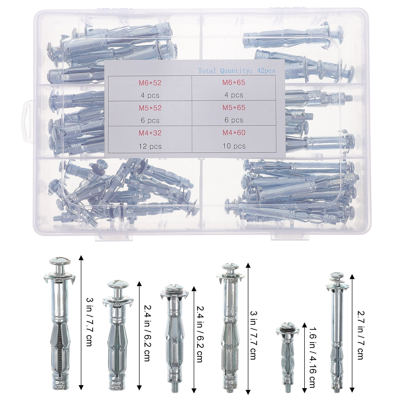 OUNONA  42 Pcs Self-drilling Anchors Screws Hollow Expansion Bolt Drywall Fasteners