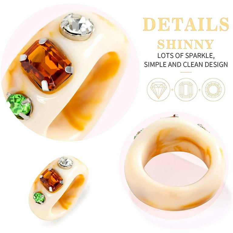 Women's Girl's Cloudy Brown Translucent Resin Ring - Size 6.25