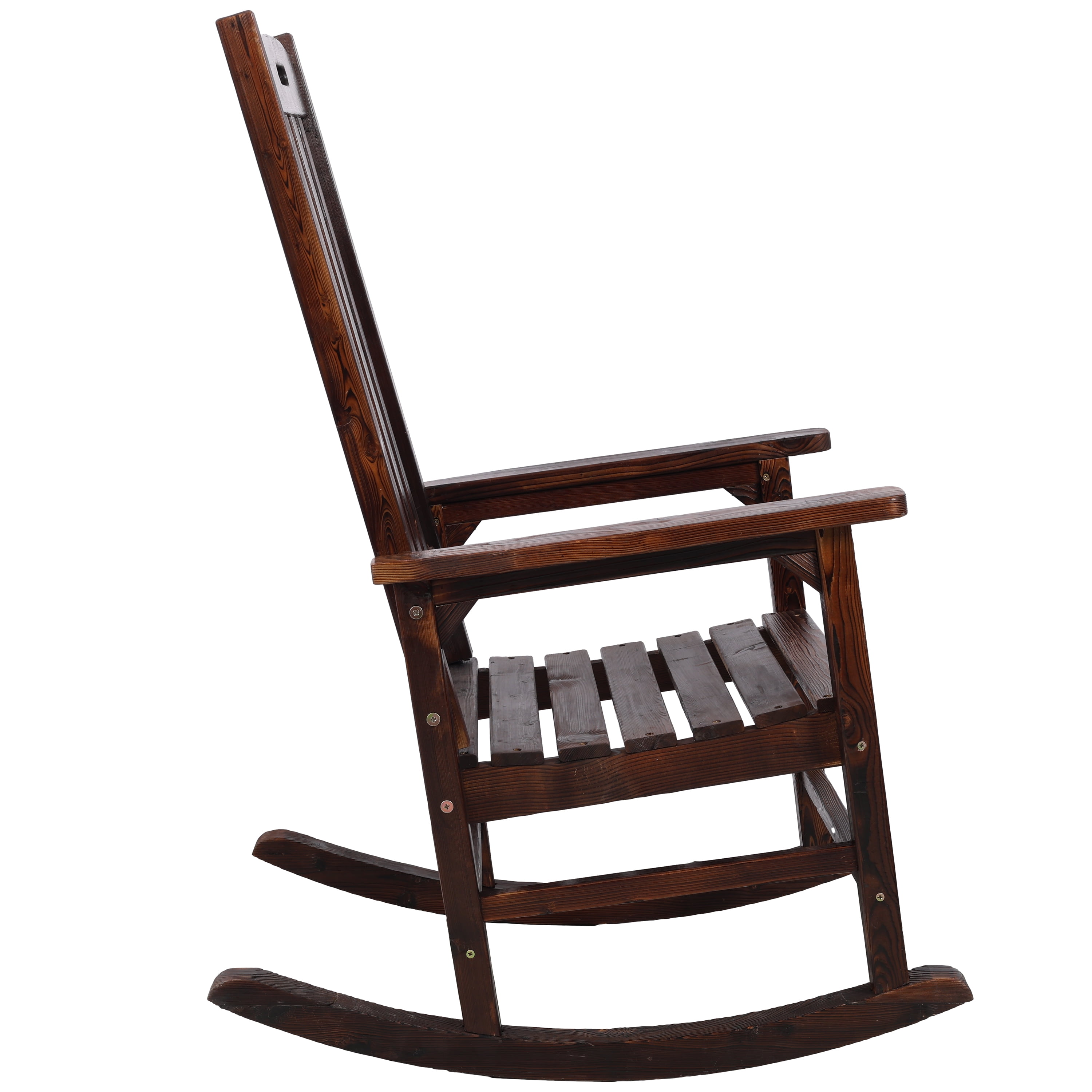 Wooden Oversized Porch Rocker Chair With Wide Seat and Tall Backrest,High Back Smooth Rocking Chairs for Outdoor & Indoor