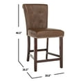thumbnail image 4 of SAFAVIEH Taylor 26 in. H Modern Counter Stool with Ring, Brown, Set of 2, 4 of 7