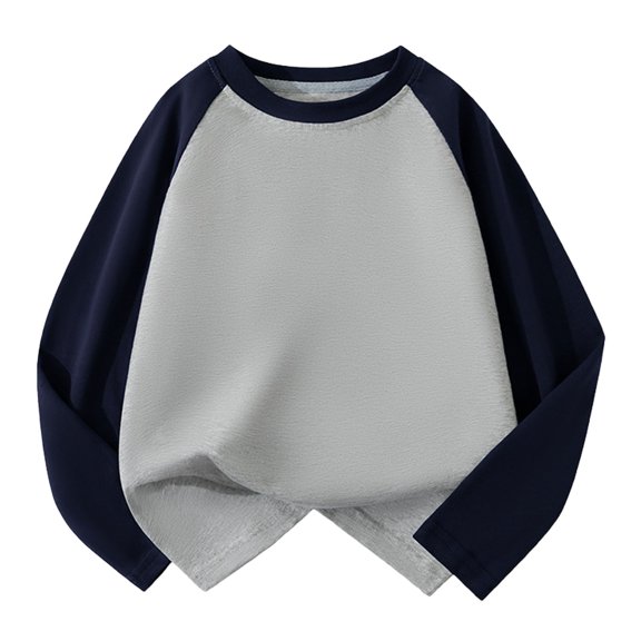 GiLiling Boys Girls Cotton Raglan Patchwork Sweatshirts, Striped Long Sleeve Crewneck Tees, Oversized Lined Pullover for Kids Winter Casual Outfits