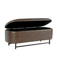thumbnail image 4 of Pat Storage Bench Ottoman, Brown Faux Leather, Black Metal, 46 Inch, 4 of 5