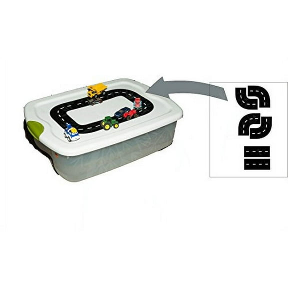 Oval Road Tracks Vinyl Decals Boy Wall Stickers for Toy Tote Lid, 16.5x10.5-inch Black