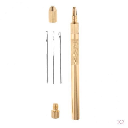 Tnarru Professional Aluminum Crochet Hook Needle Kit For Beads Dreadlock Wig Hair Extensions Lace Wig Making Gold Plated Set Of 2