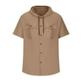 thumbnail image 4 of pstuiky camisetas para hombre, Blusa informal de manga corta con capucha, botones y bolsillo con cordón de color sólido para hombre. ropa de hombre s, 4 of 6