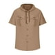 thumbnail image 4 of pstuiky camisetas para hombre, Blusa informal de manga corta con capucha, botones y bolsillo con cordón de color sólido para hombre. ropa de hombre s, 4 of 6