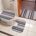 thumbnail image 5 of Vintage Stripes Bathroom Rugs Set Red Navy Striped Retro Geometric Lines Non Slip Absorbent Soft Bath Mats 3 Piece Set with Bathroom Rug, U-Shaped Floor Mat, Toilet Seat Cover Small Size, 5 of 9