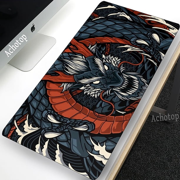 Alfombrilla de ratón grande para Gamer, alfombrilla de ratón con estampado HD de dragón, alfombrilla de escritorio para juegos XXL, alfombrilla de goma con borde bloqueado, Alfombra de mesa de 100x50c LIUWENJING unisex