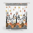 thumbnail image 3 of 72x84 Inches Pumpkin Fall Shower Curtain, Halloween Autumn Plaid Black and White Farmhouse Thanksgiving Harvest Fabric Bathroom Curtains 12 Hooks, 3 of 4