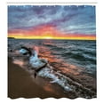 thumbnail image 3 of Ambesonne Landscape Shower Curtain, Sunset Horizon Lake, 69"Wx75"L, Blue Grey Orange, 3 of 5