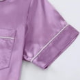 thumbnail image 5 of Little Girls Boys Button Down Pajama Sets Kids Satin Silk Short Sleeve Sleepwear 4-14Y, 5 of 8