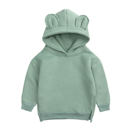 

MPWEGNP Hoodie Top Boys Sweatshirt Toddler Baby Solid Girls Cute Ear Boys Tops Sweater Shirt Toddler Boy Hoodie Thumb Holes Boys