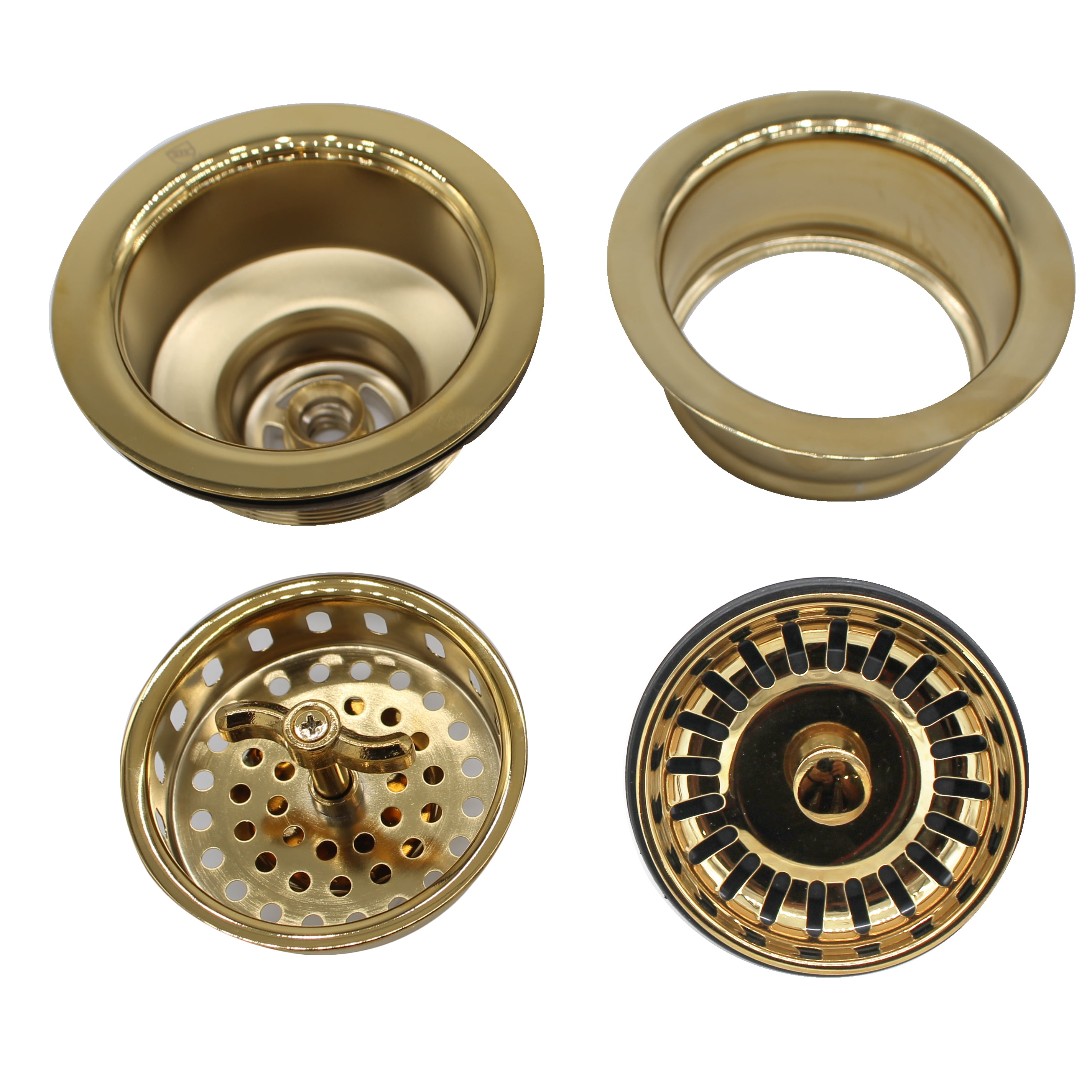 Westbrass COMBO PACK 3-1/2" Kitchen Sink and Waste Disposal Flange Strainers, Polished Brass