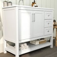 thumbnail image 3 of Merrick Lane 42 Inch Bathroom Vanity with Ceramic Sink, Carrara Marble Finish Countertop, Storage Cabinet with Soft Close Doors, Open Shelf, 3 Drawers, White, 3 of 12