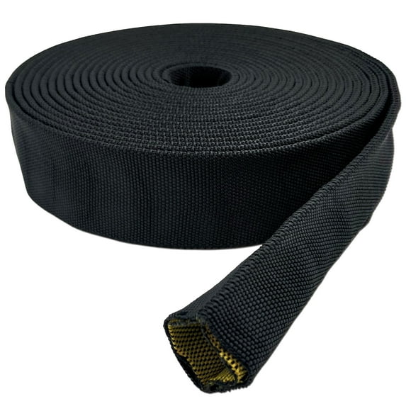 2.5" Burst Protection Dual Layer Nylon Braided Sleeving - 10 Feet - Black