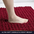 thumbnail image 5 of Walensee Non-Slip Bathroom Contour Rugs Chenille Soft Striped Plush Bath Mat, 20" x 24", Red, 5 of 8