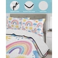 thumbnail image 4 of Quilts Queen Size Bedding Set, Cute Rainbow Sun Lightweight Quilted Comforter, Rainy Simple Drawing Soft Reversible Bedspread Coverlet with Pillow Covers for All Season, 90" x 96", 4 of 7