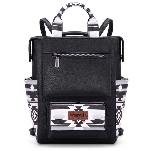 Wrangler Aztec Women Backpack Purse Convertible Fashion Ladies Anti Theft with Adjustable Strap, Black