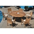 thumbnail image 4 of Grade-A Teak Dining Set: 6 Seater 7 Pc: 72" Round Table And 6 Leveb Stacking Arm Chairs Outdoor Patio WholesaleTeak #WMDSWVm, 4 of 4