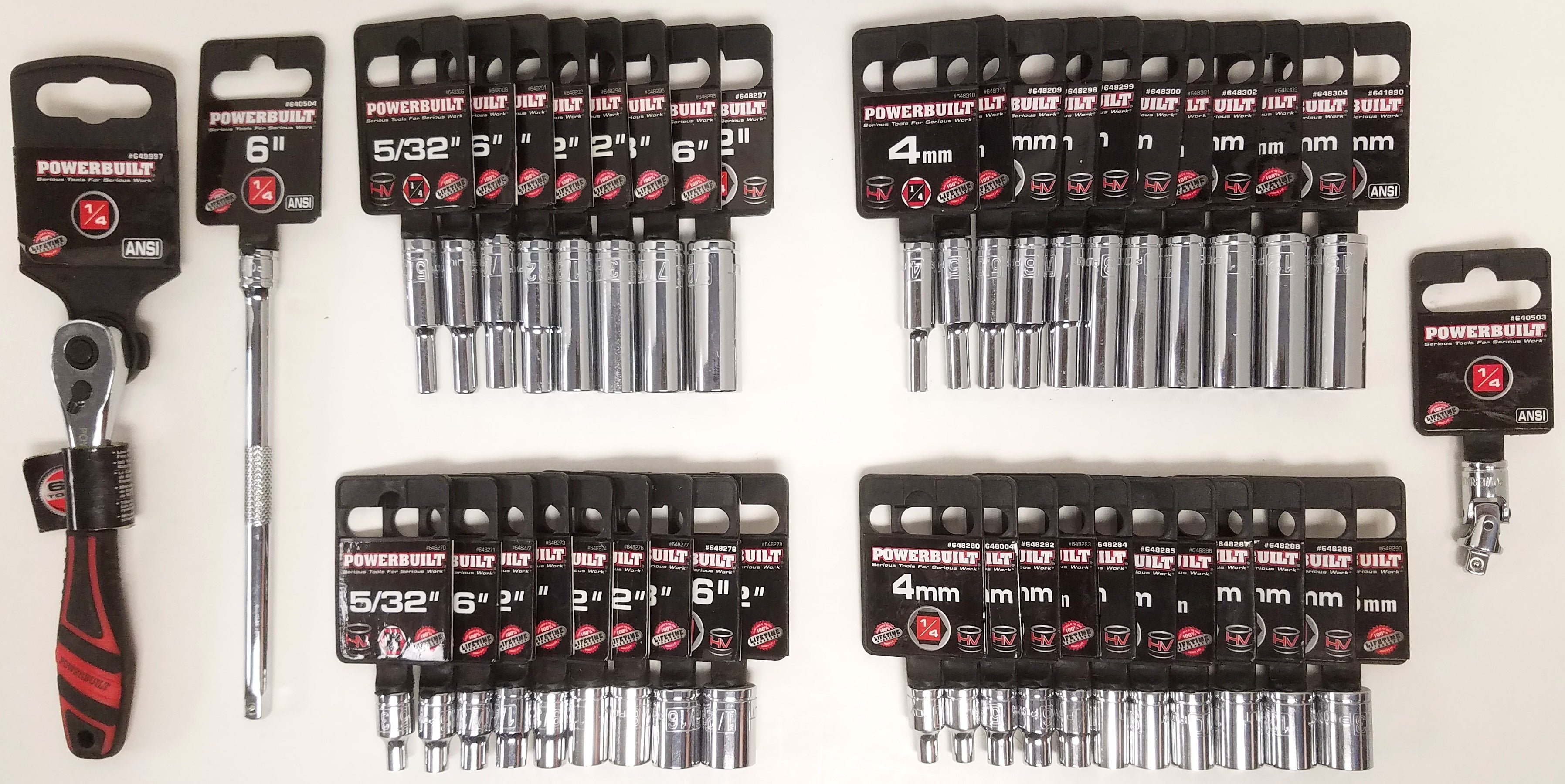 Powerbuilt 42pc Socket Set 1/4" DR SAE & Metric Shallow & Deep Well