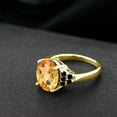 thumbnail image 4 of Gem Stone King 6.06 Ct Oval Checkerboard Yellow Citrine Black Diamond 18K Yellow Gold Plated Silver Ring (Size 5), 4 of 4