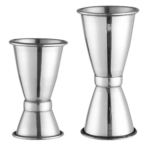 GOOHOCHY 2pcs de acero inoxidable Bartending Coplail onzas tazas de medición Jiggers (plata)