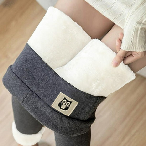 Mikilon Women Print Warm Winter Tight Thick Velvet Wool Cashmere Pants  Trousers Leggings 