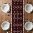 thumbnail image 4 of Table Runner 72 Inches Long for Kitchen Dining, Brown Boho Dresser Scarf Farmhouse, Dining Table Decorations for Wedding/Parties, Retro Farmhouse Abstract Geometric Ethnic Art 13 x 72 In, 4 of 8